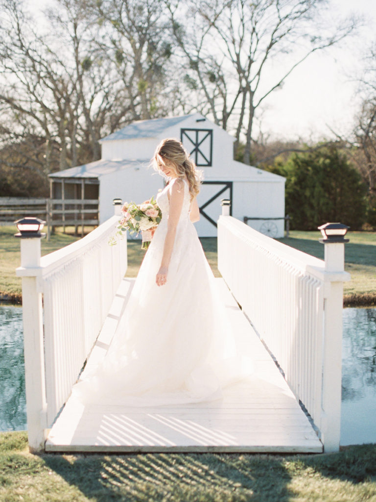 Firefly Gardens Bride on bridge | Dallas Wedding Venue