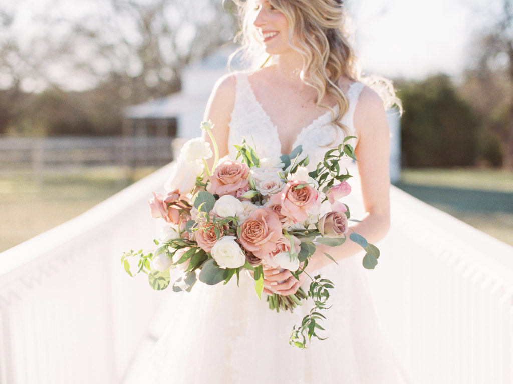 Firefly Gardens Bridal Portrait | Pink and white bridal bouquet